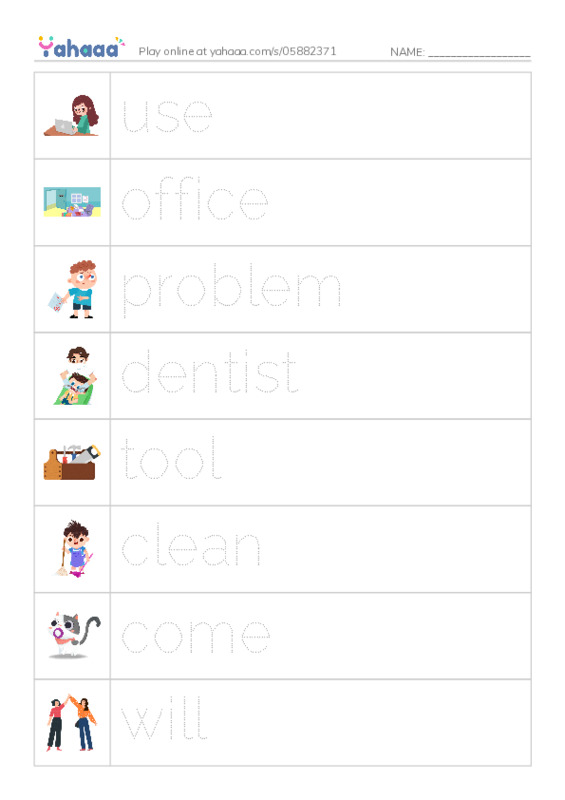 RAZ Vocabulary G: Going to the Dentist PDF one column image words