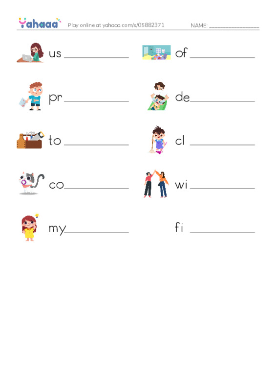 RAZ Vocabulary G: Going to the Dentist PDF worksheet writing row