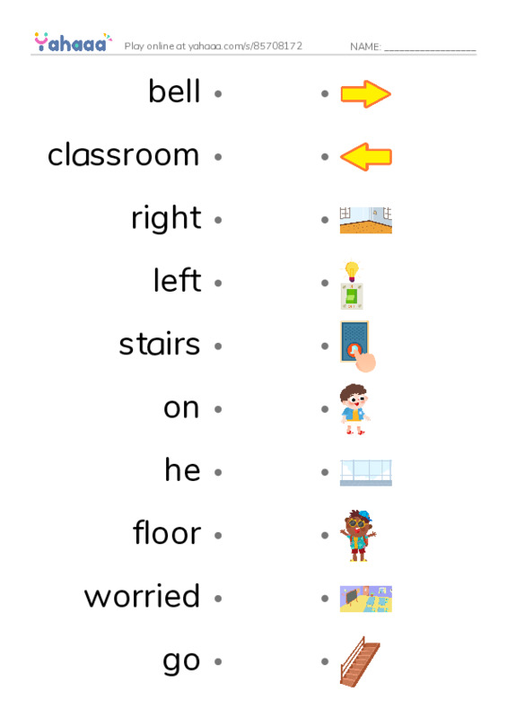 RAZ Vocabulary G: Gordon Finds His Way PDF link match words worksheet