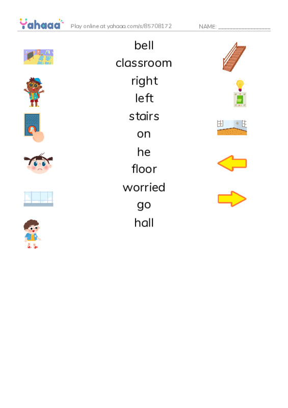 RAZ Vocabulary G: Gordon Finds His Way PDF three columns match words