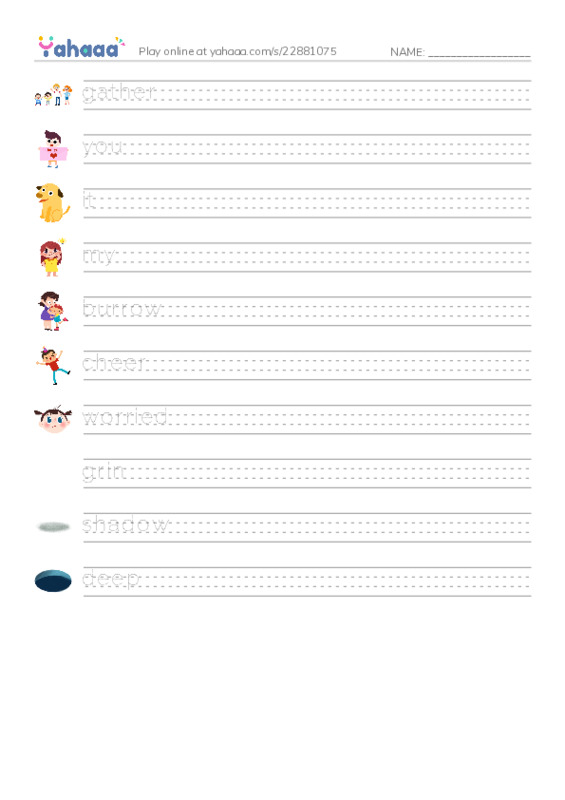 RAZ Vocabulary G: Groundhog Goes Outside PDF write between the lines worksheet