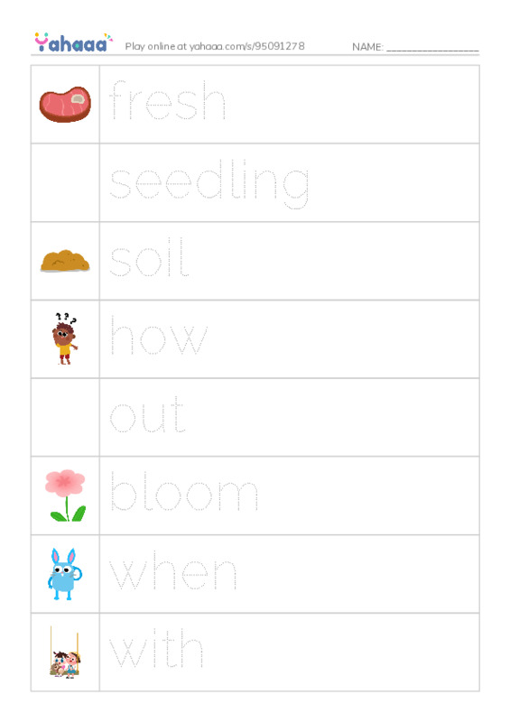 RAZ Vocabulary G: Grow Tomatoes in Six Steps PDF one column image words