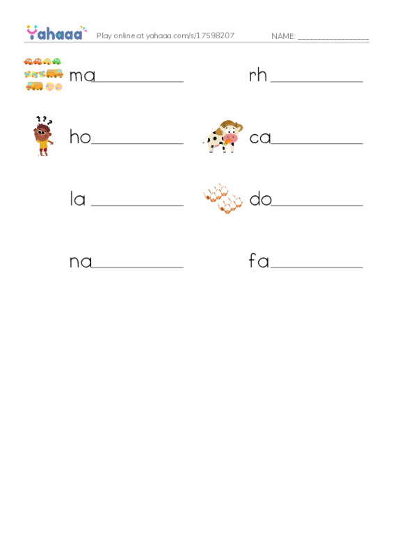 RAZ Vocabulary G: How Many Rhymes PDF worksheet writing row