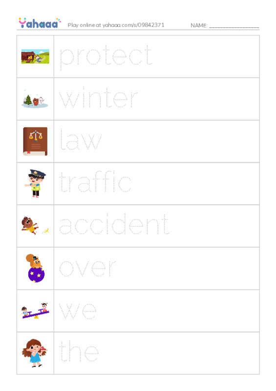 RAZ Vocabulary G: Laws for Kids PDF one column image words