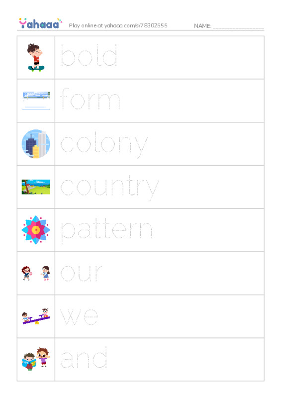 RAZ Vocabulary G: Stars and Stripes PDF one column image words