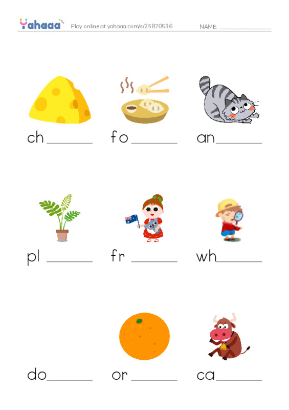 RAZ Vocabulary G: The Food We Eat1 PDF worksheet to fill in words gaps