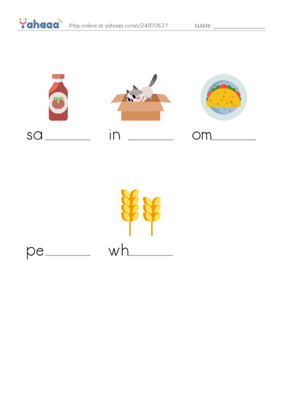 RAZ Vocabulary G: The Food We Eat2 PDF worksheet to fill in words gaps