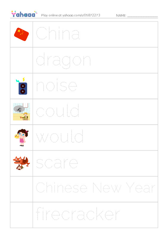 RAZ Vocabulary G: The Legend of Nian PDF one column image words