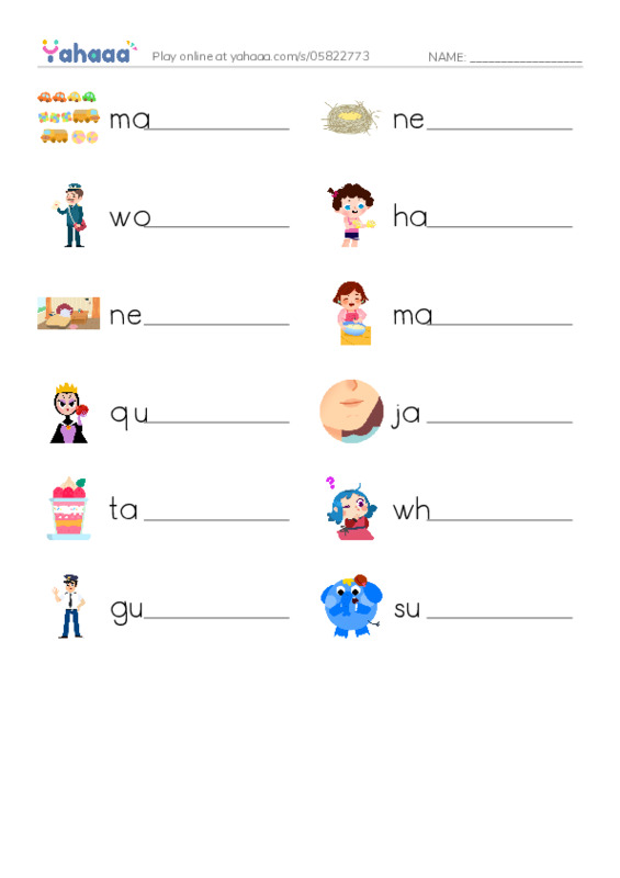 RAZ Vocabulary G: The Queen Ants Birthday PDF worksheet writing row