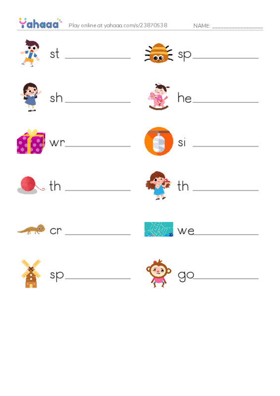 RAZ Vocabulary G: The Spiders Web PDF worksheet writing row