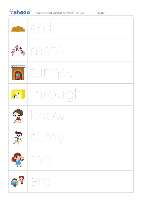 RAZ Vocabulary G: Wiggly Worms PDF one column image words