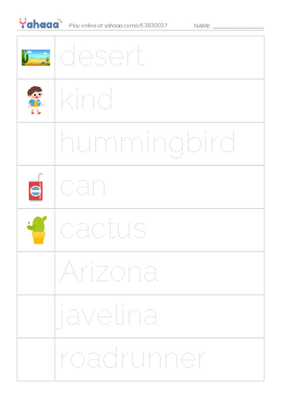 RAZ Vocabulary H: A Desert Counting Book PDF one column image words