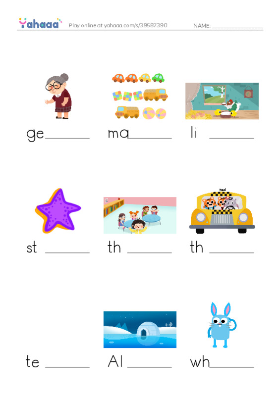 RAZ Vocabulary H: At a Touch Tank PDF worksheet to fill in words gaps