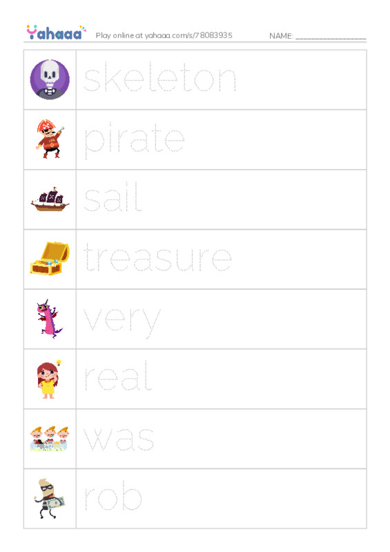RAZ Vocabulary H: Blackbeard the Pirate PDF one column image words