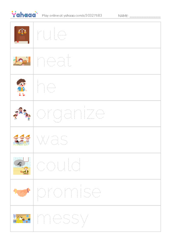 RAZ Vocabulary H: Brother Messy Brother Neat PDF one column image words