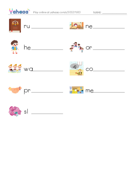 RAZ Vocabulary H: Brother Messy Brother Neat PDF worksheet writing row