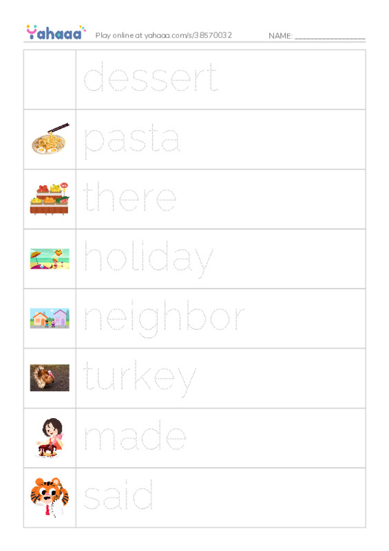 RAZ Vocabulary H: Carloss First Thanksgiving PDF one column image words