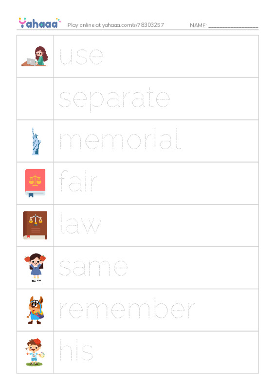 RAZ Vocabulary H: Dr Kings Memorial PDF one column image words