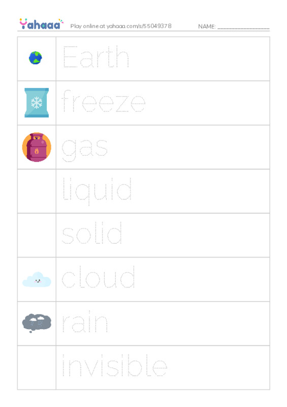 RAZ Vocabulary H: Earths Water PDF one column image words