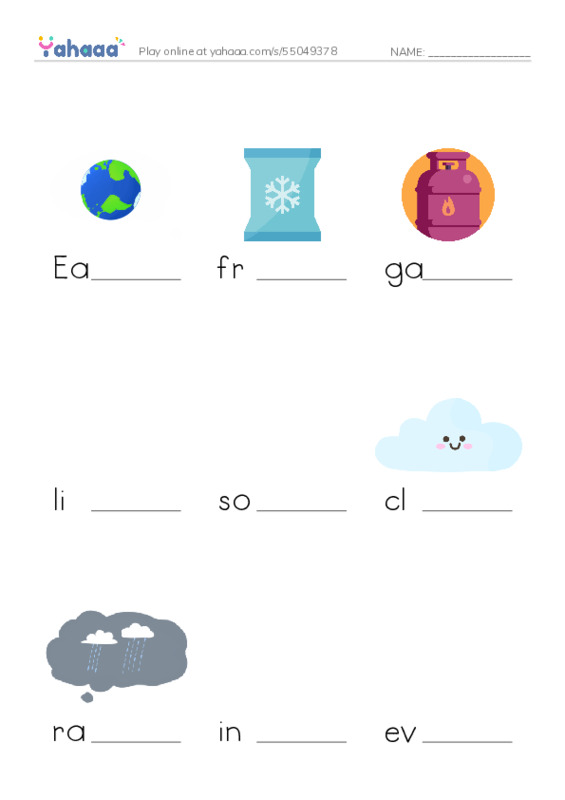 RAZ Vocabulary H: Earths Water PDF worksheet to fill in words gaps