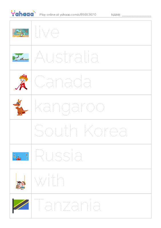 RAZ Vocabulary H: Friends Around the World PDF one column image words