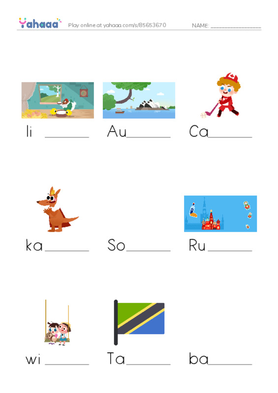 RAZ Vocabulary H: Friends Around the World PDF worksheet to fill in words gaps