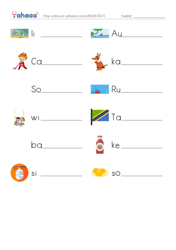 RAZ Vocabulary H: Friends Around the World PDF worksheet writing row