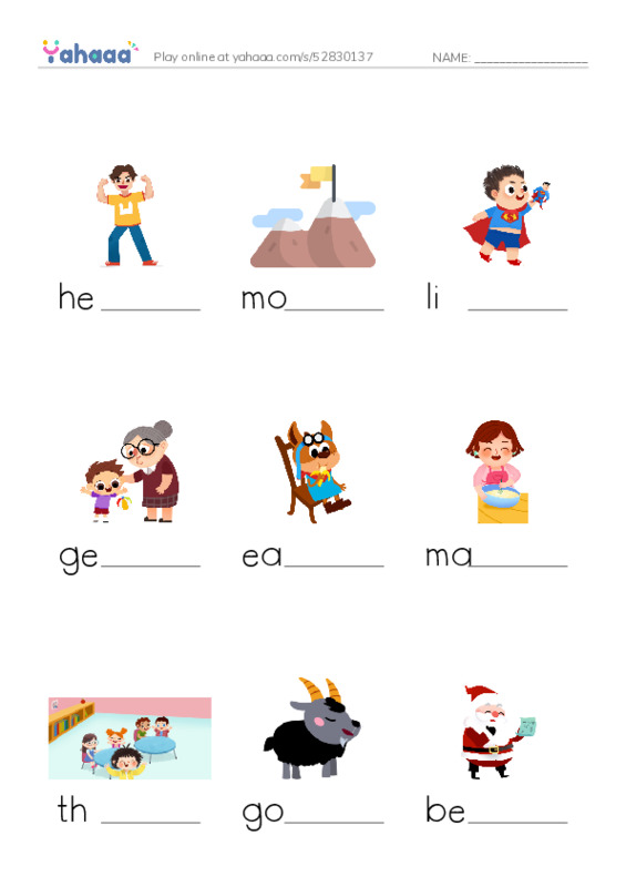 RAZ Vocabulary H: Goats Are Great PDF worksheet to fill in words gaps