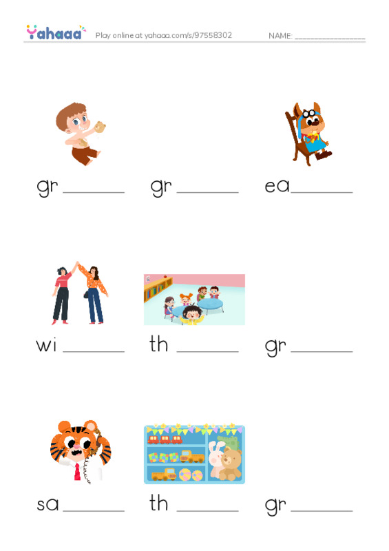 RAZ Vocabulary H: Grasshoppers Gross Lunch PDF worksheet to fill in words gaps