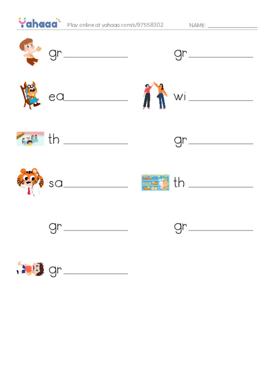 RAZ Vocabulary H: Grasshoppers Gross Lunch PDF worksheet writing row