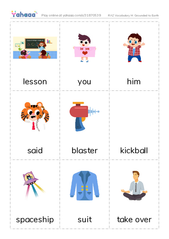 RAZ Vocabulary H: Grounded to Earth PDF flaschards with images