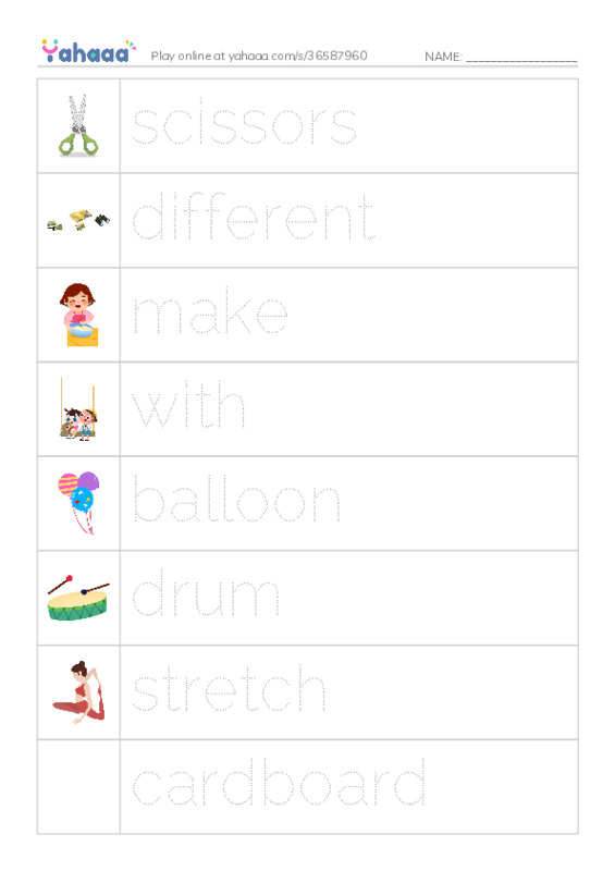 RAZ Vocabulary H: How to Make a Drum PDF one column image words