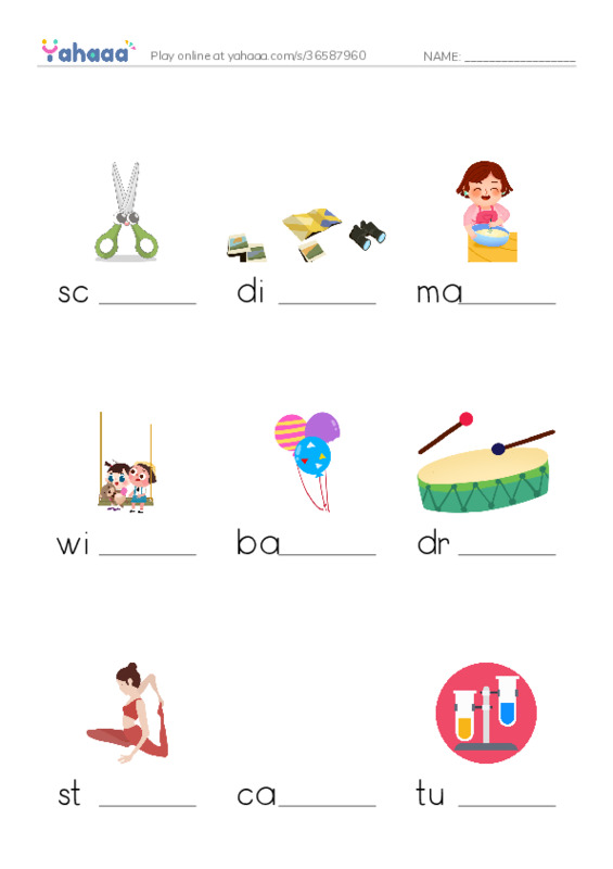 RAZ Vocabulary H: How to Make a Drum PDF worksheet to fill in words gaps
