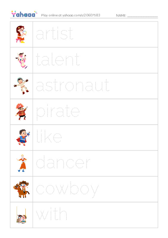 RAZ Vocabulary H: Id Like to Be PDF one column image words