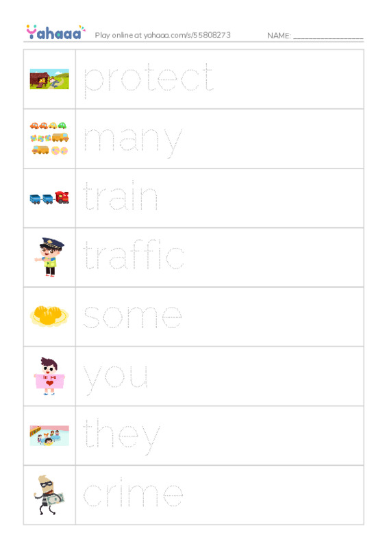 RAZ Vocabulary H: Police Officers PDF one column image words