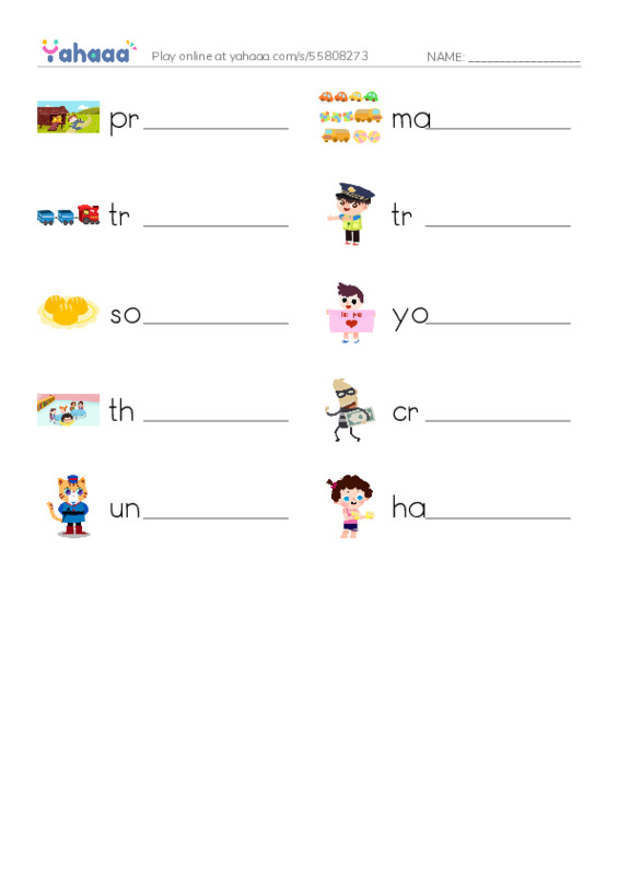 RAZ Vocabulary H: Police Officers PDF worksheet writing row