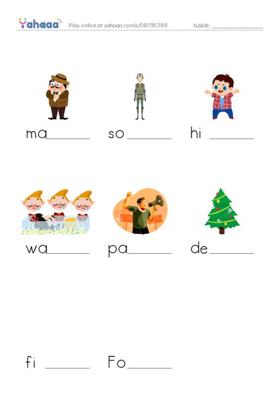 RAZ Vocabulary H: Sams Fourth of July PDF worksheet to fill in words gaps