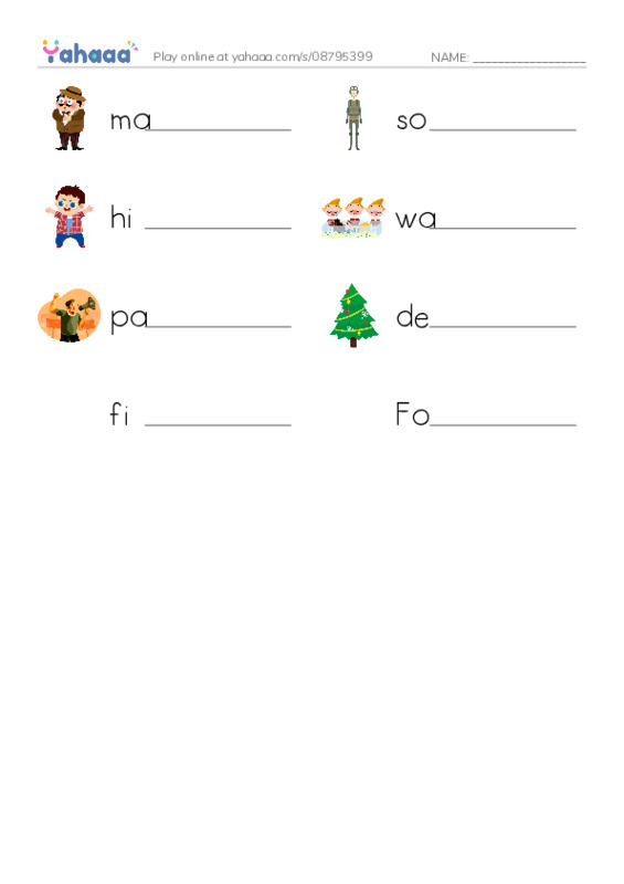 RAZ Vocabulary H: Sams Fourth of July PDF worksheet writing row