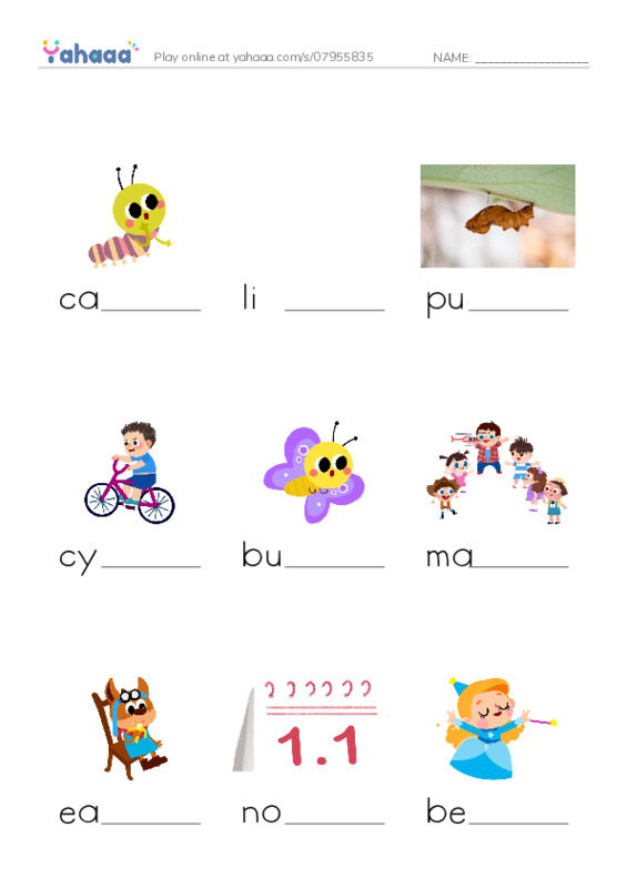 RAZ Vocabulary H: The Butterfly Life Cycle PDF worksheet to fill in words gaps