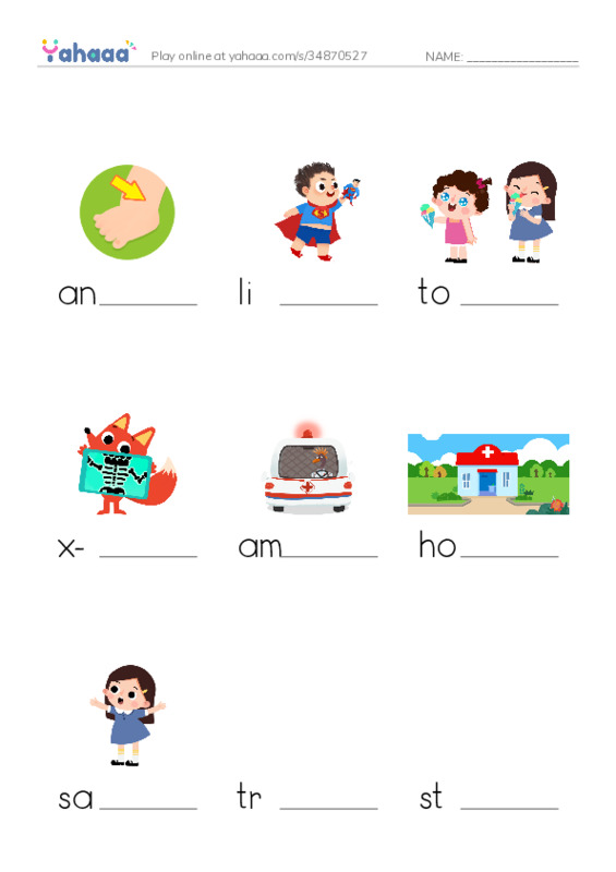 RAZ Vocabulary H: The Day I Needed Help PDF worksheet to fill in words gaps