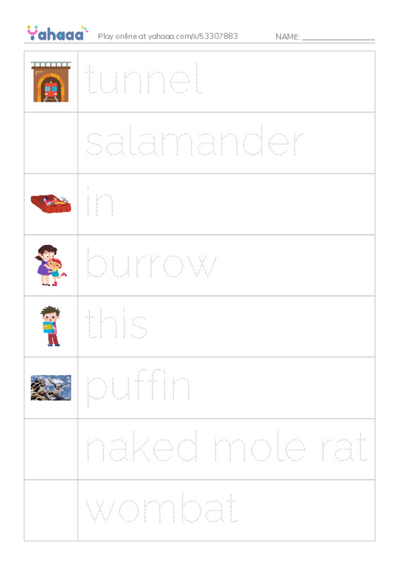 RAZ Vocabulary H: What Lives in This Hole PDF one column image words