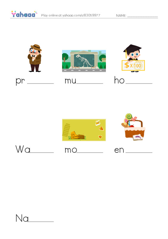 RAZ Vocabulary I: A Monument for George PDF worksheet to fill in words gaps