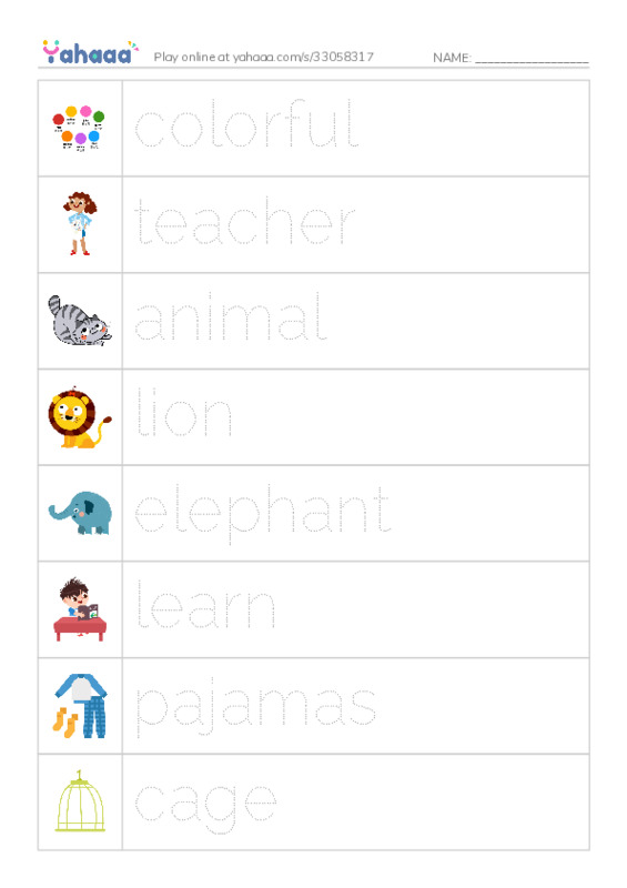 RAZ Vocabulary I: A Visit to the Zoo1 PDF one column image words