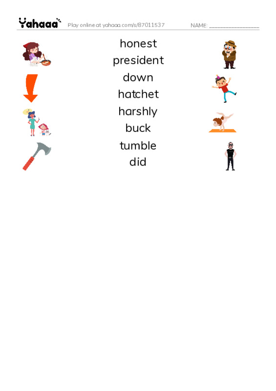 RAZ Vocabulary I: Childhood Stories of George Washington PDF three columns match words