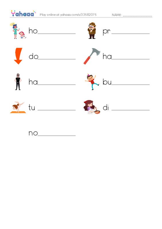 RAZ Vocabulary I: Childhood Stories of George Washington PDF worksheet writing row