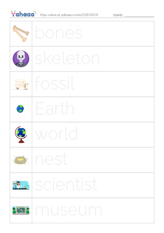RAZ Vocabulary I: Discovering Dinosaurs PDF one column image words
