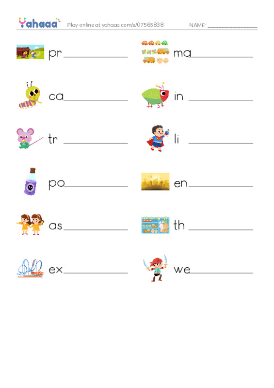 RAZ Vocabulary I: Extreme Insects PDF worksheet writing row