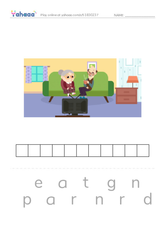 RAZ Vocabulary I: Families PDF word puzzles worksheet