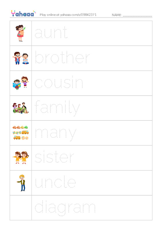 RAZ Vocabulary I: Families1 PDF one column image words