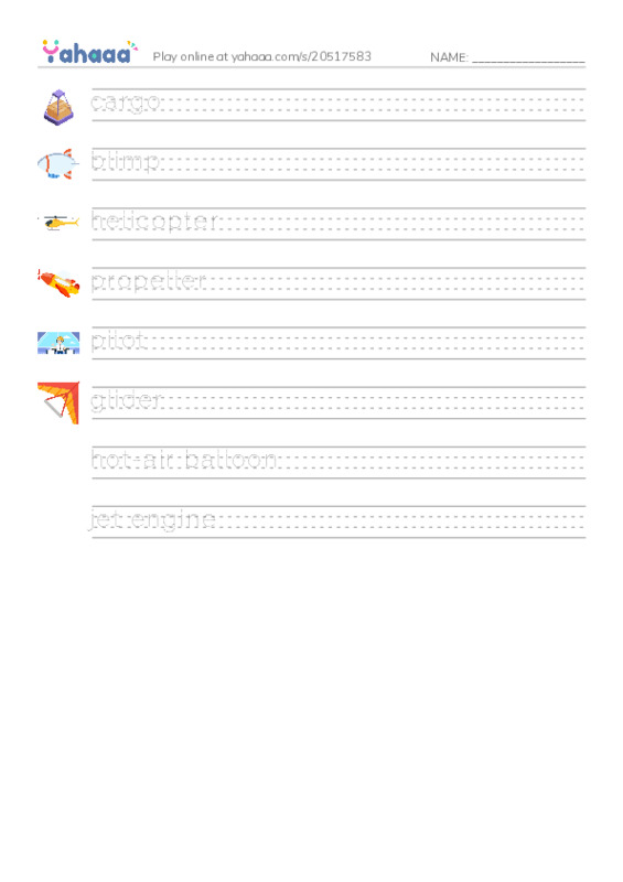 RAZ Vocabulary I: Fantastic Flying Machines PDF write between the lines worksheet